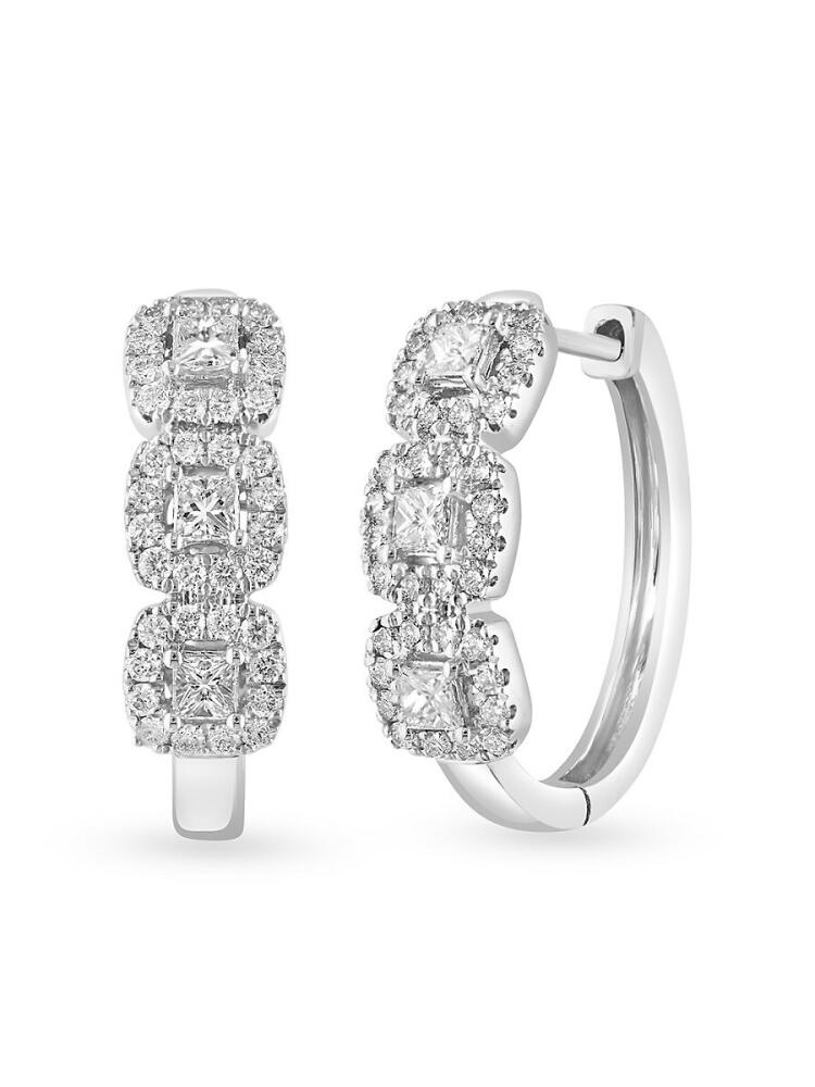 Effy Women's 14K White Gold & 0.77 TCW Diamond Hoop Earrings Cover