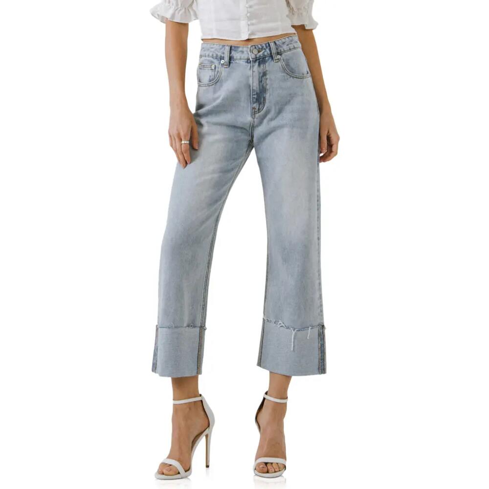 Grey Lab Frayed Cuff Straight Leg Ankle Jeans in Denim Cover