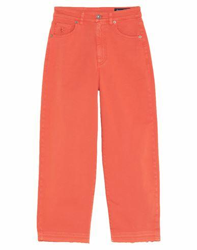 Avantgar Denim By European Culture Woman Pants Orange Cotton, Polyester, Rubber Cover