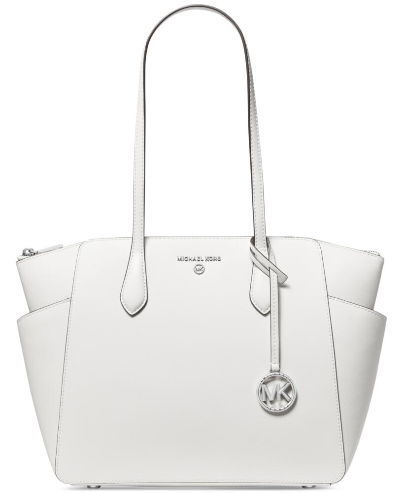 Michael Michael Kors Marilyn Medium Top-Zip Leather Tote - White/silver Cover