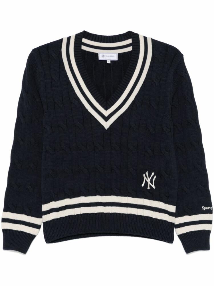 Sporty & Rich Yankees Serif cable-knit sweater - Blue Cover