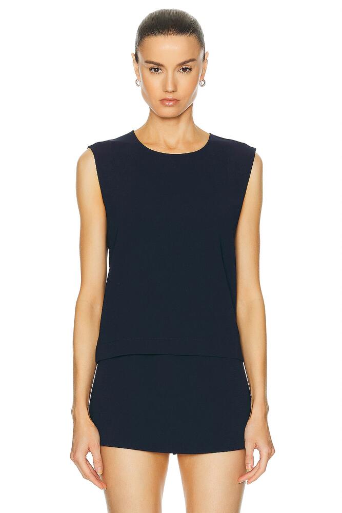 LESET Arielle Sleeveless Crew Top in Navy Cover