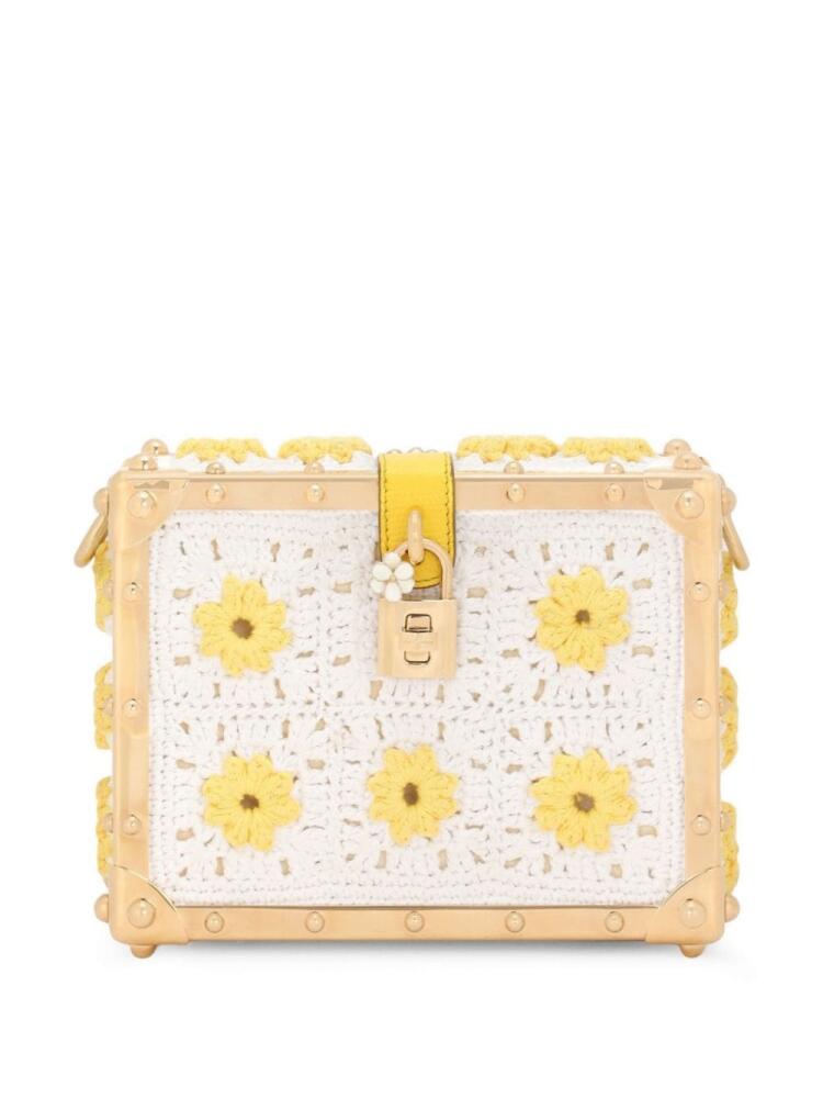 Dolce & Gabbana Dolce Box crochet-panel clutch bag - Gold Cover