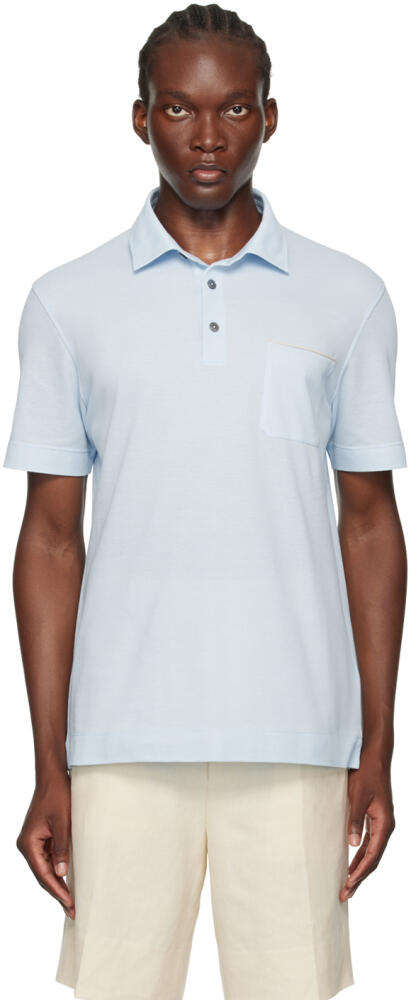 ZEGNA Blue Cotton Polo Cover