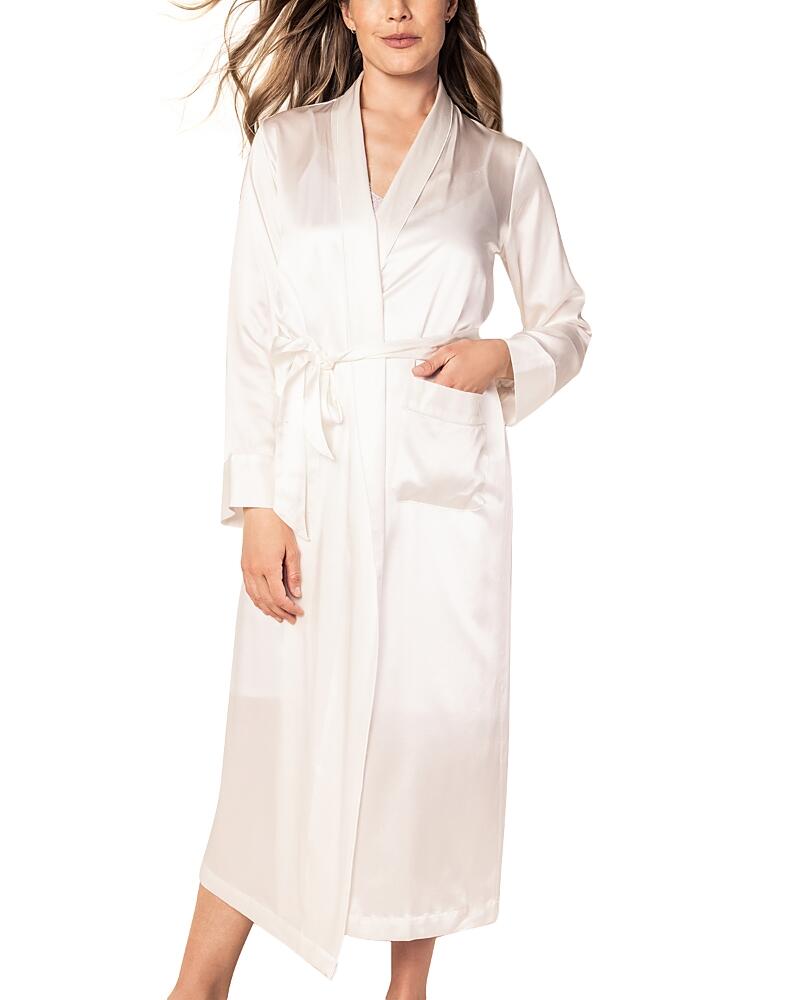 Petite Plume White Silk Long Robe Cover