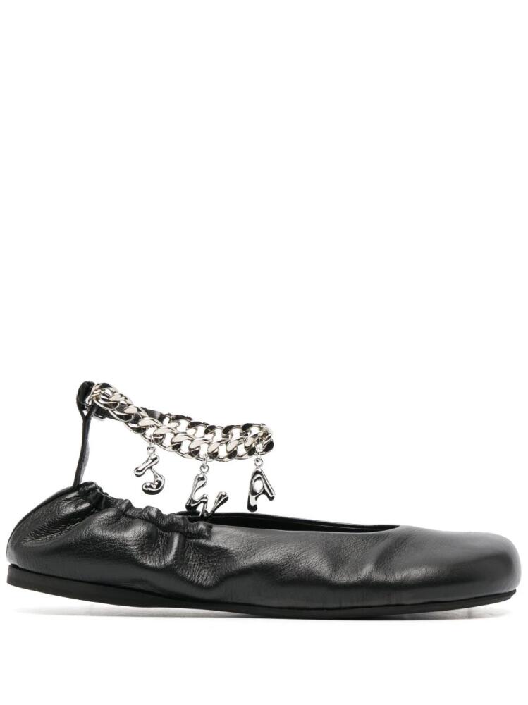 JW Anderson logo-charm leather ballerina shoes - Black Cover