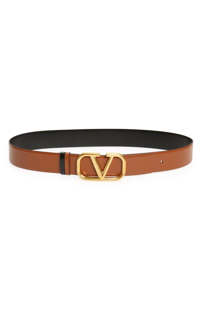 Valentino Garavani VLOGO Buckle Reversible Leather Belt in Selleria/Nero Cover