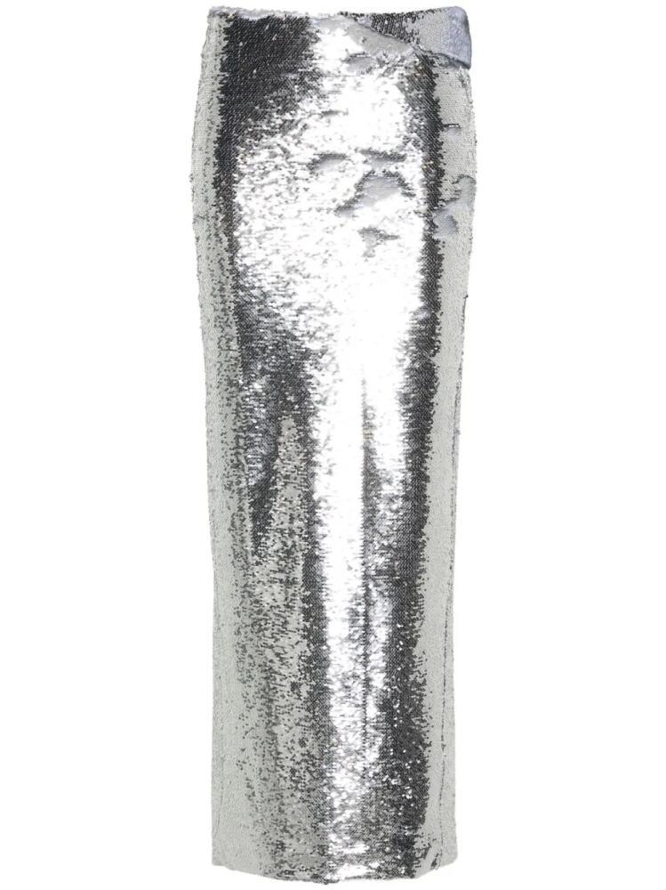 LaQuan Smith sequinned maxi skirt - Silver Cover