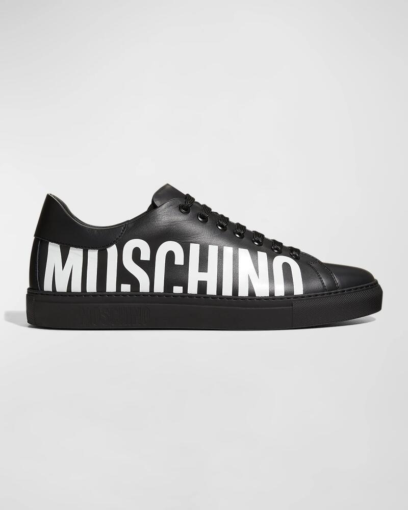 Moschino Men's Logo Leather Low-Top Sneakers Cover