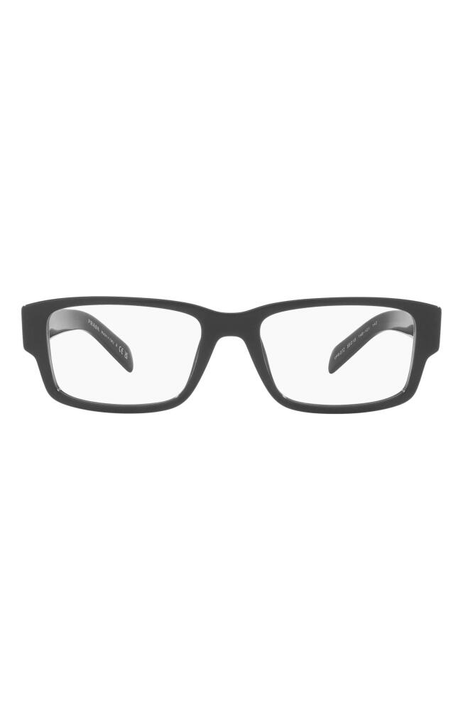 Prada 55mm Rectangular Optical Glasses in Black Cover