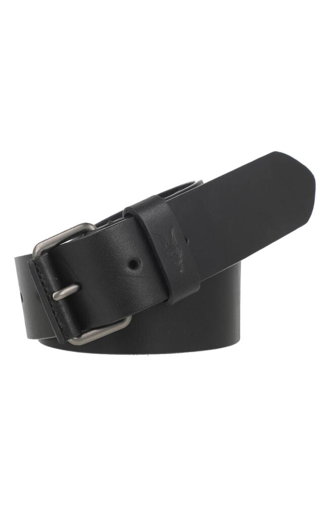 AllSaints Ramskull Leather Belt in Black Gunmetal Cover