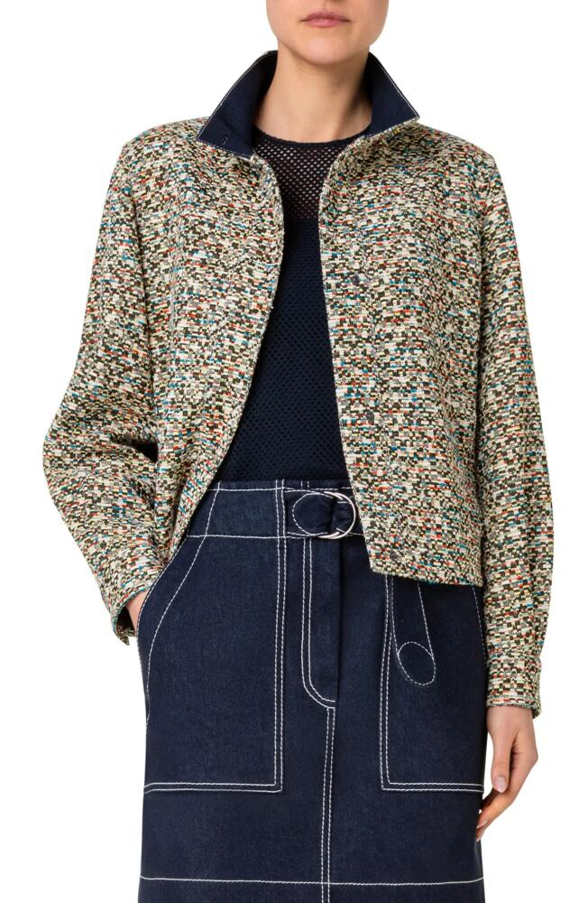 Akris punto Tweed & Denim Jacket in Deep Ocean-Multicolor Cover