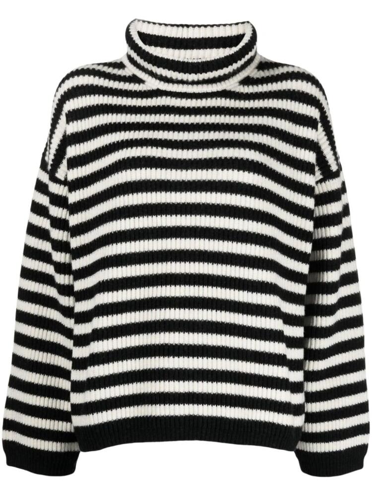 STUDIO TOMBOY stripe-pattern high-neck jumper - Black Cover