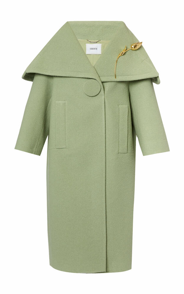 Erdem - Shawl-Collar Boucl Wool Coat - Green Cover