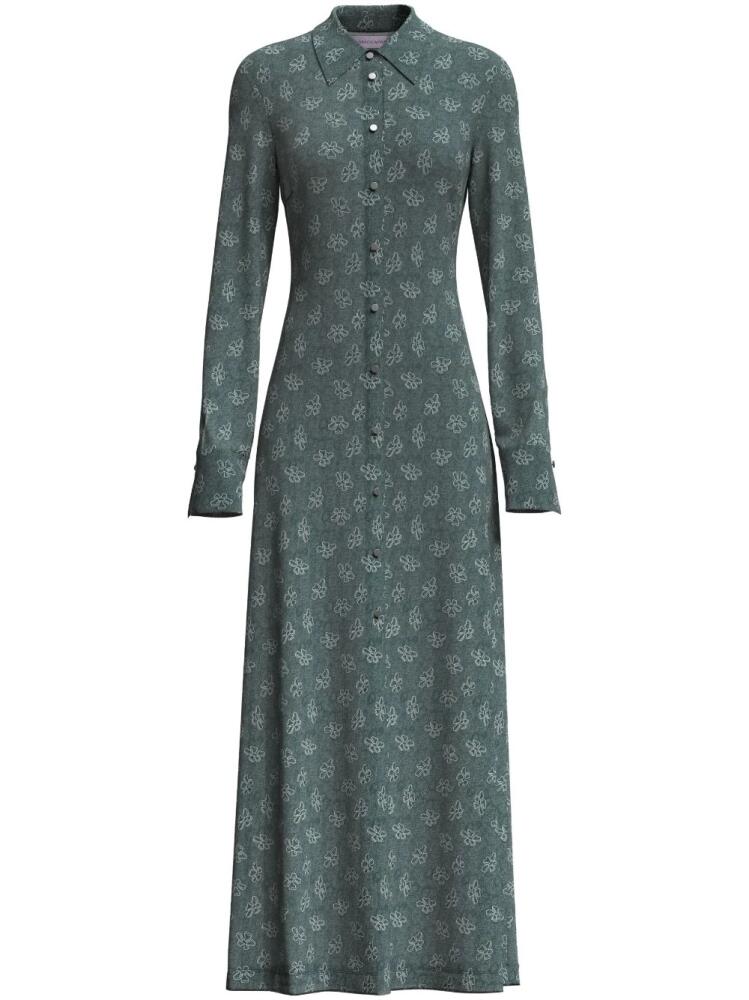 Margherita MACCAPANI Andre monogram-jacquard maxi shirtdress - Green Cover