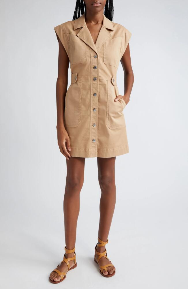 Veronica Beard Jax Stretch Cotton Twill Minidress in Khaki Cover