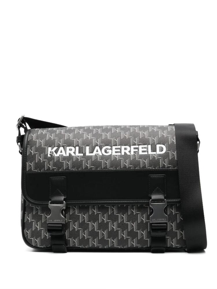 Karl Lagerfeld logo-embossed messenger bag - Black Cover