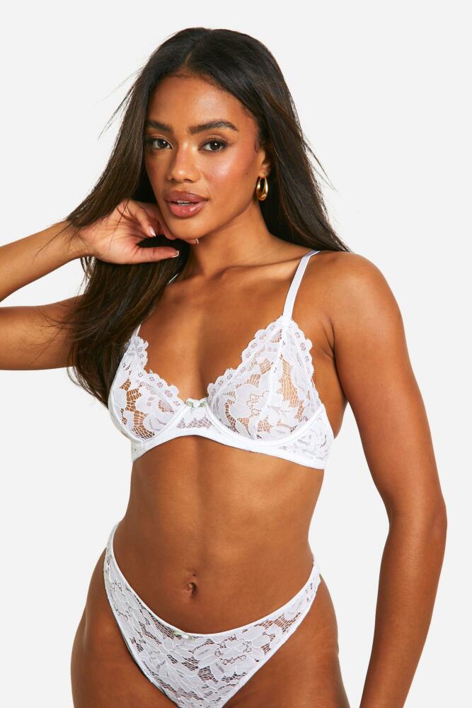 boohoo Womens White Lace Underwire Bra Cover