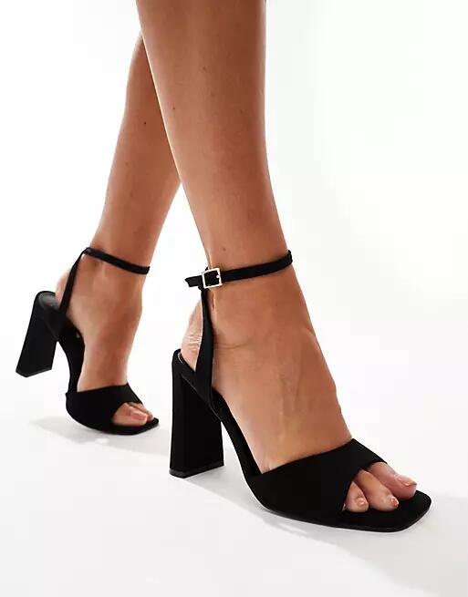 ASOS DESIGN Noah barely there block heeled sandals in black Cover