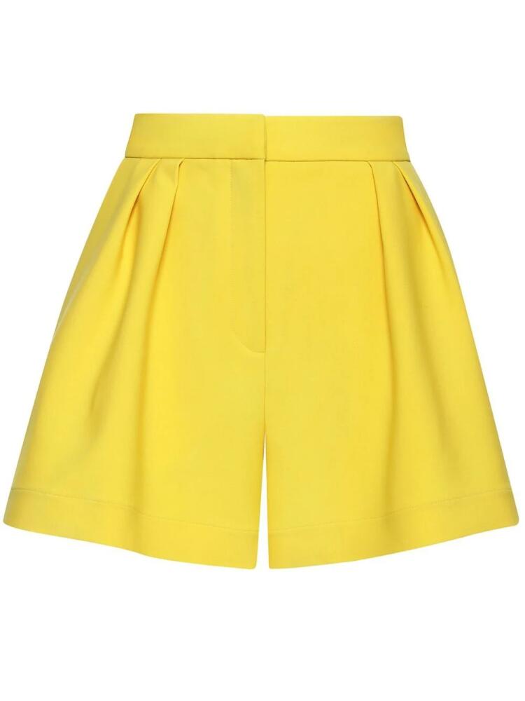 Oscar de la Renta pleat-detail tailored shorts - Yellow Cover