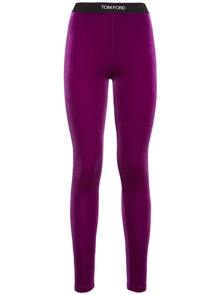 TOM FORD Stretch Velvet Logo Leggings Cover