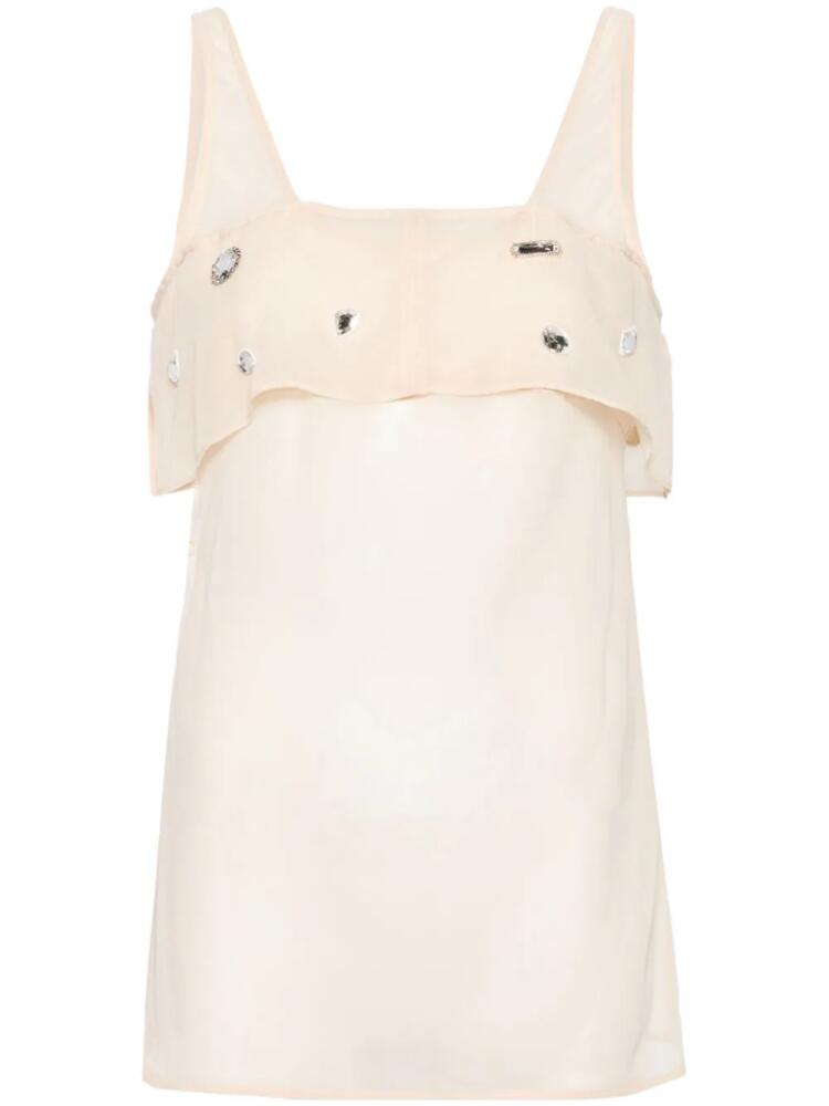 3.1 Phillip Lim crystal-embellished sheer tank top - Neutrals Cover