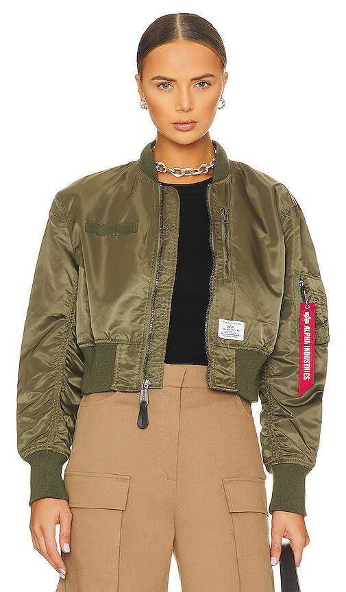 ALPHA INDUSTRIES L-2b Cropped Flight Jacket in Army Cover