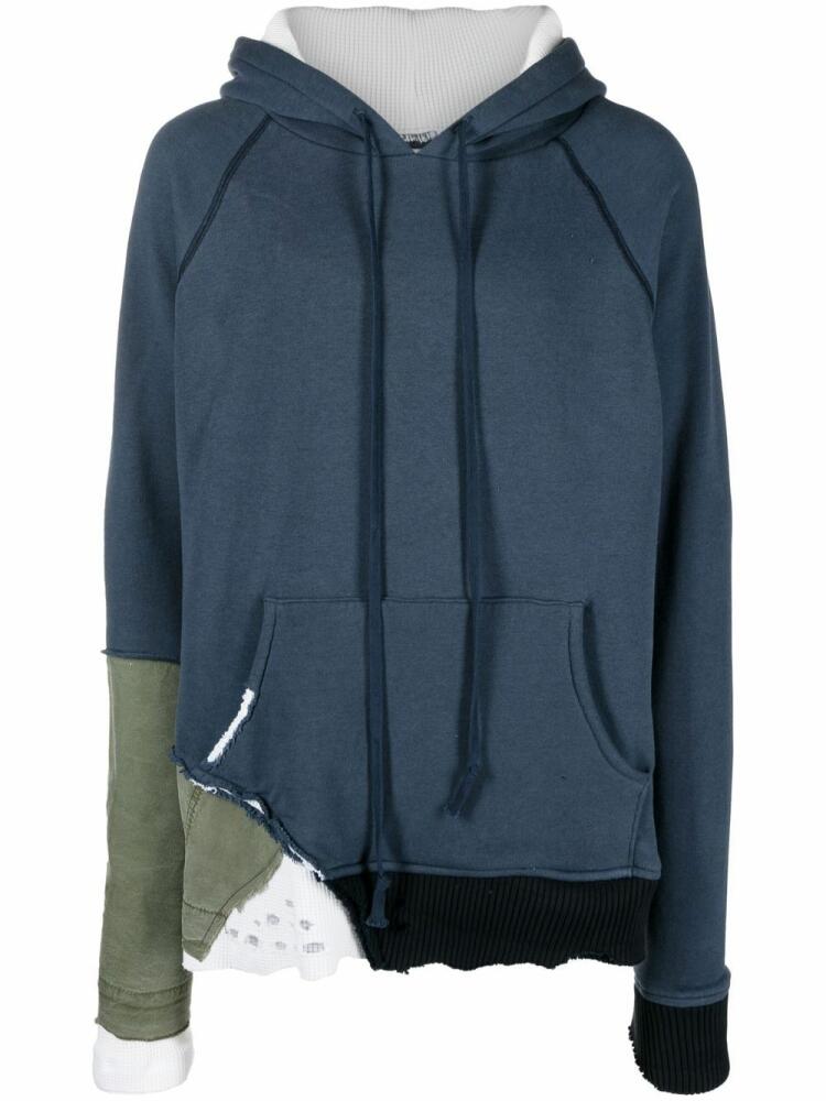 Greg Lauren patchwork army fragment hoodie - Blue Cover