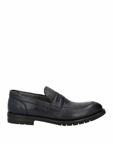 Pollini Man Loafers Navy blue Leather Cover