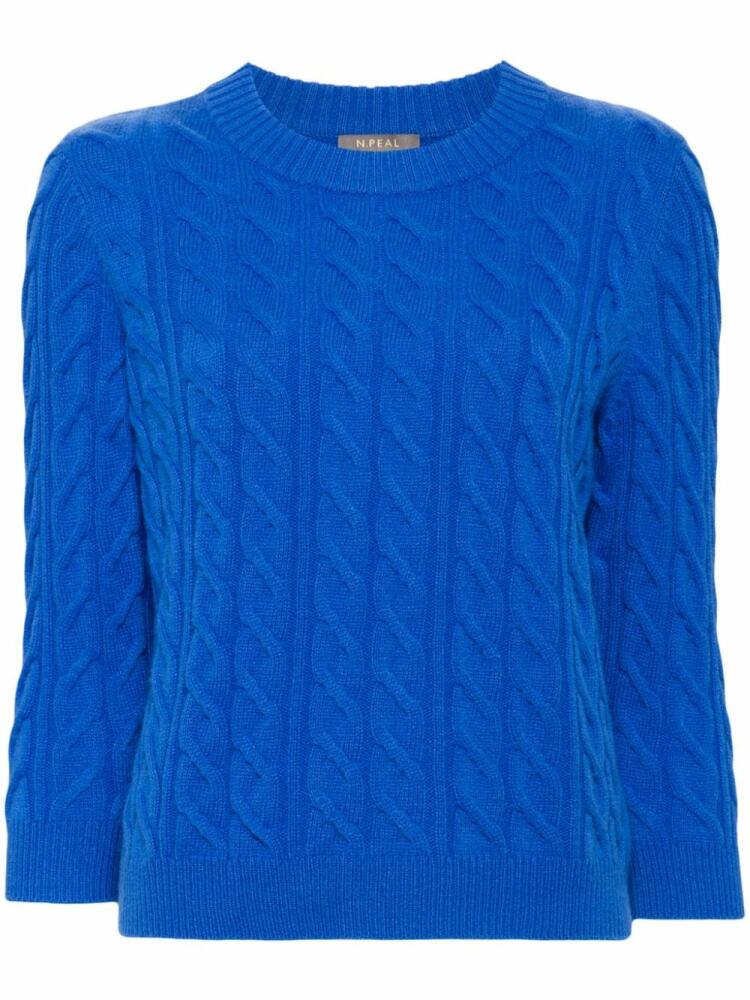 N.Peal cable-knit cashmere jumper - Blue Cover