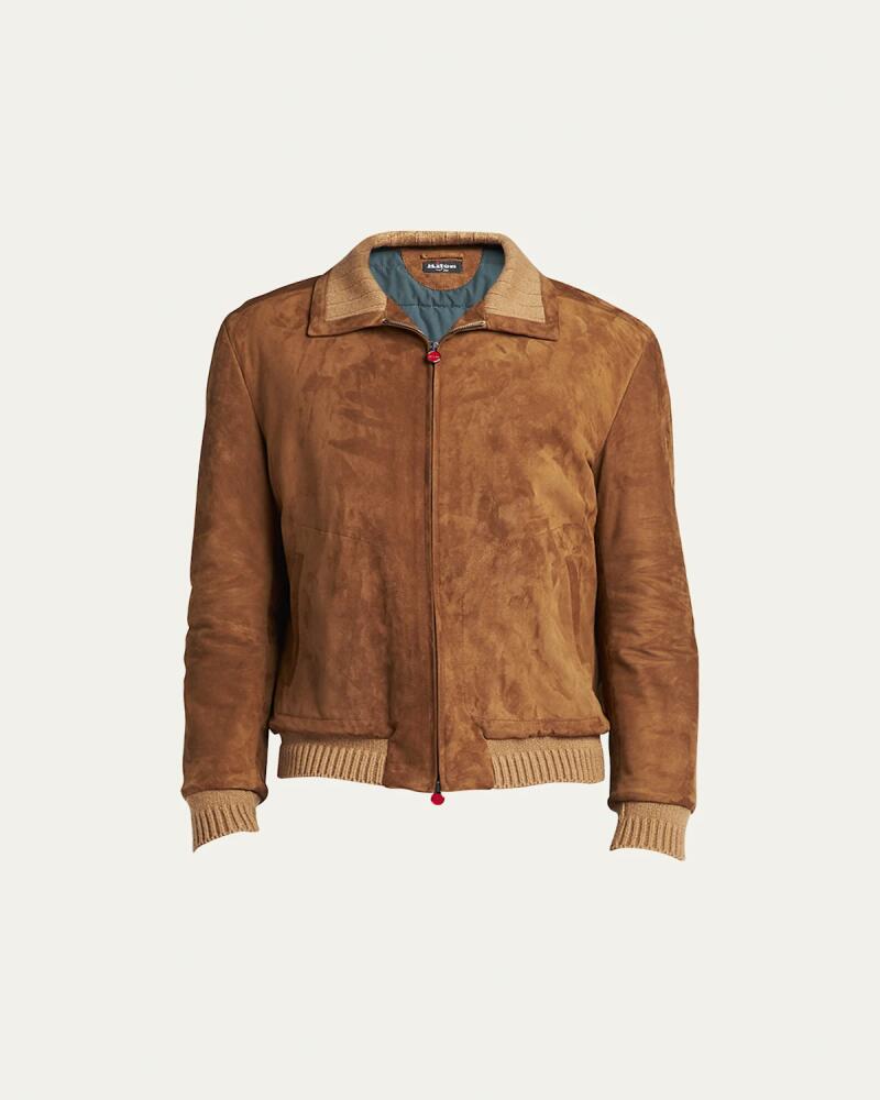 Kiton Men's Suede Zip-Front Bomber Jacket Cover