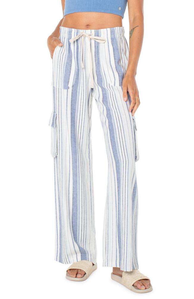 Roxy Lagoon Stripe Linen Blend Cargo Pants in Mood Indigo Cover