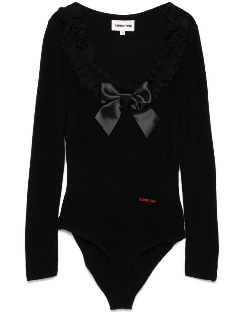 SHUSHU/TONG embellished-neckline bodysuit - Black Cover