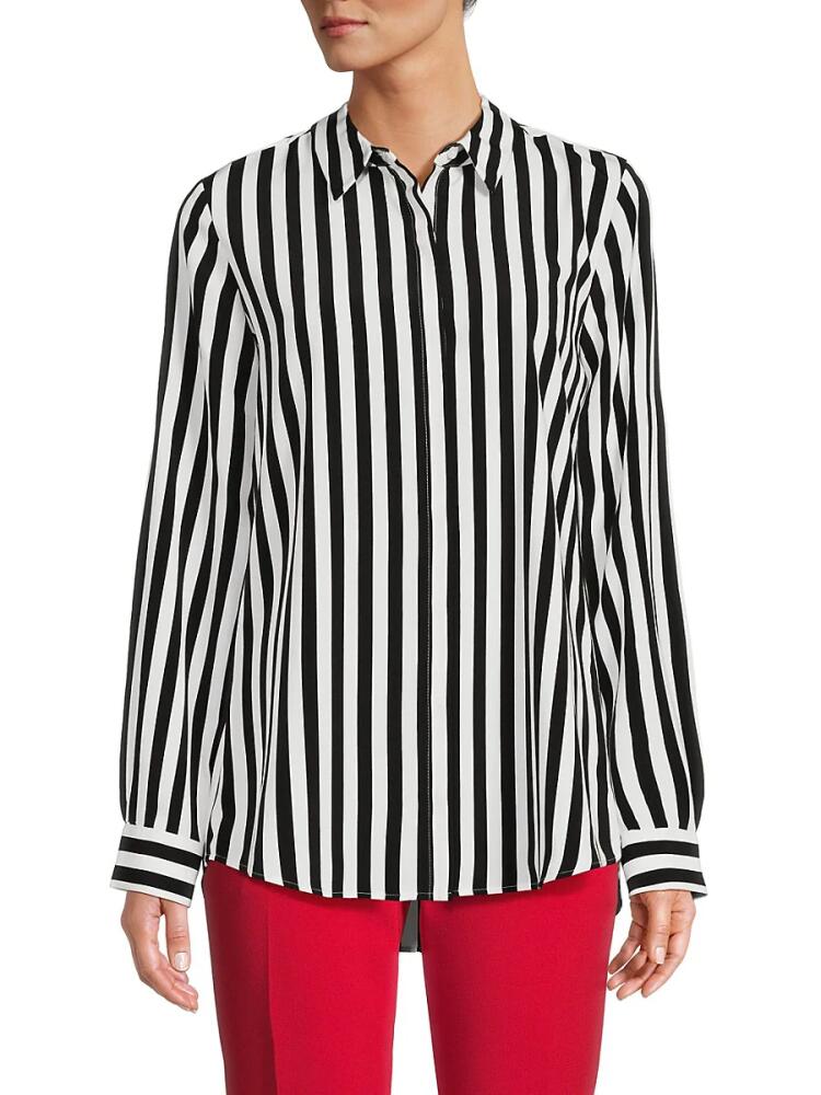 Karl Lagerfeld Paris Women's Striped Shirt - Black Soft White Cover