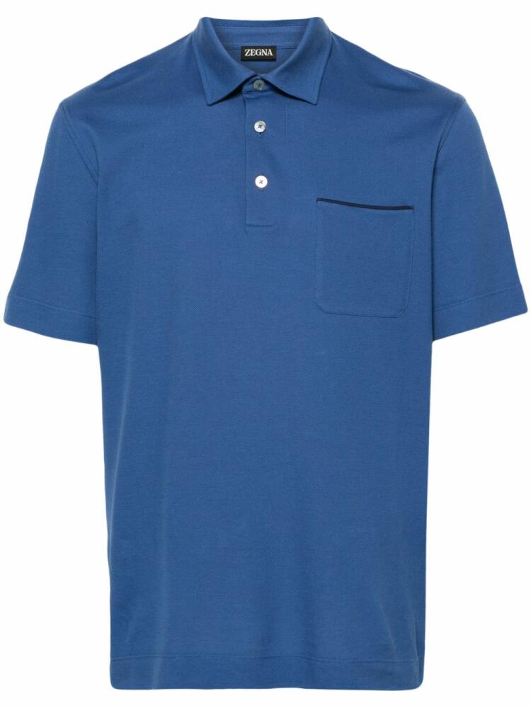 Zegna cotton piqué polo shirt - Blue Cover