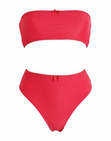 Frankies Bikinis Jada Top-jenna Bottom Woman Bikini Red Nylon, Elastane Cover