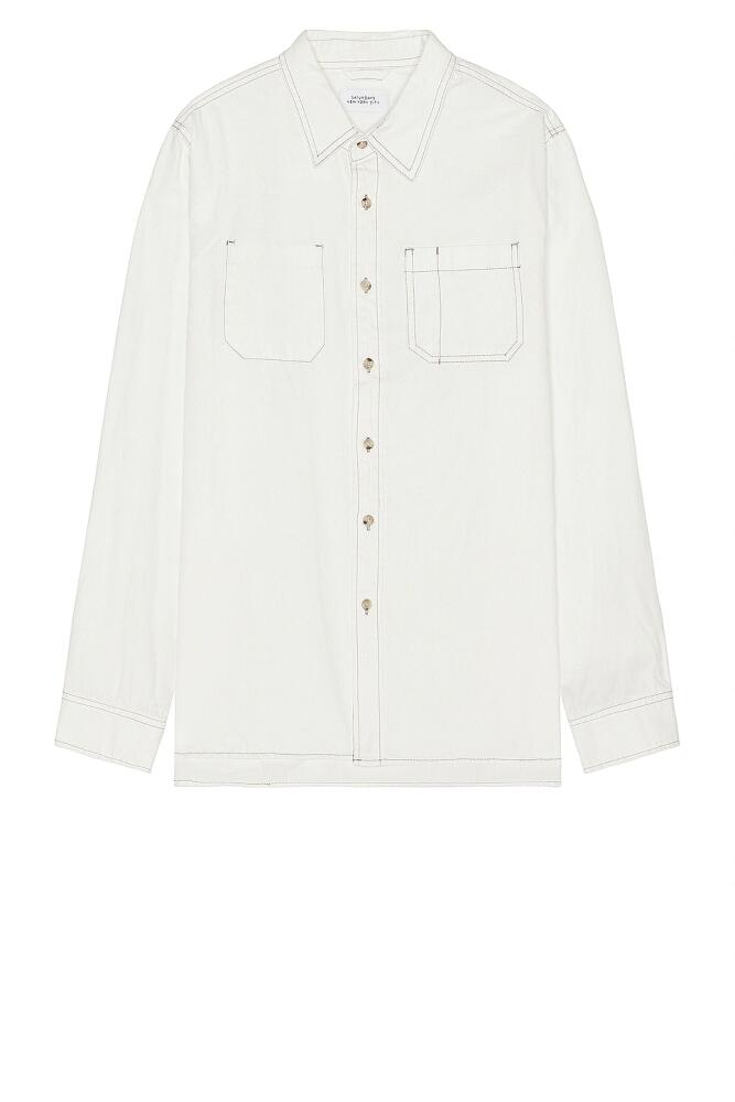 SATURDAYS NYC Kenmare Chambray Long Sleeve Shirt in White Cover