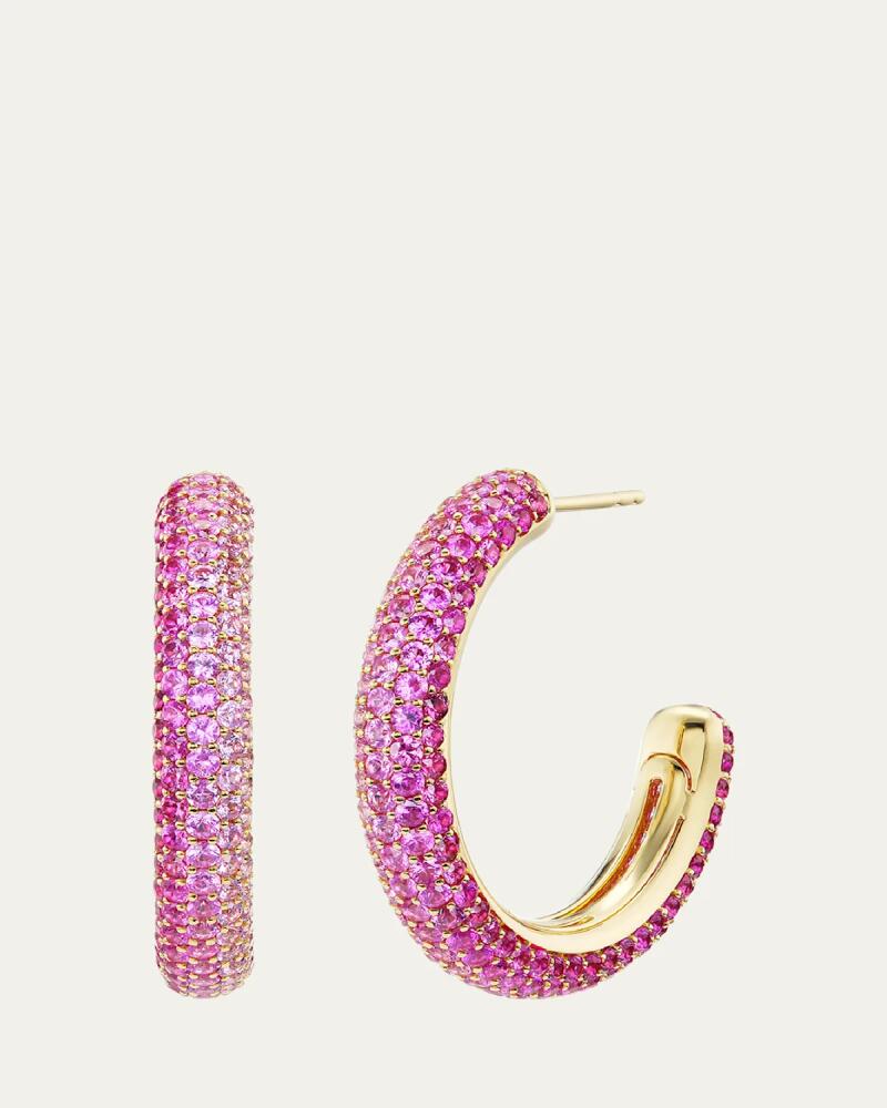 Emily P. Wheeler 18K Rose Gold Puffy Sapphire Hoop Earrings Cover