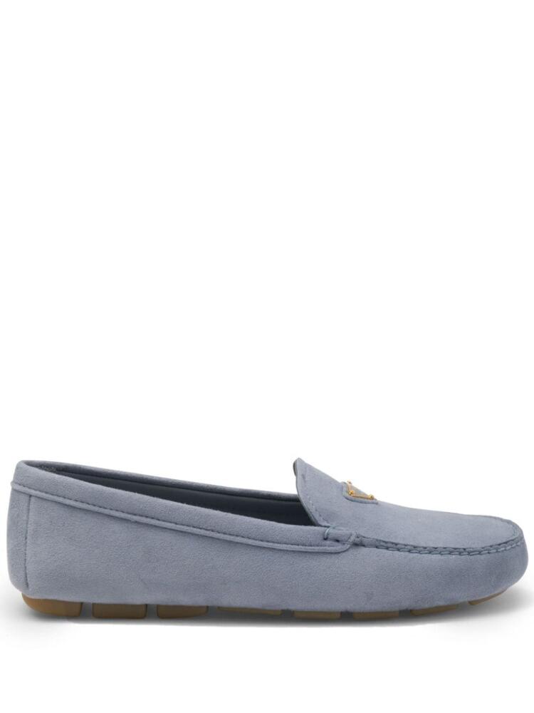 Prada triangle-logo suede driving loafers - Blue Cover