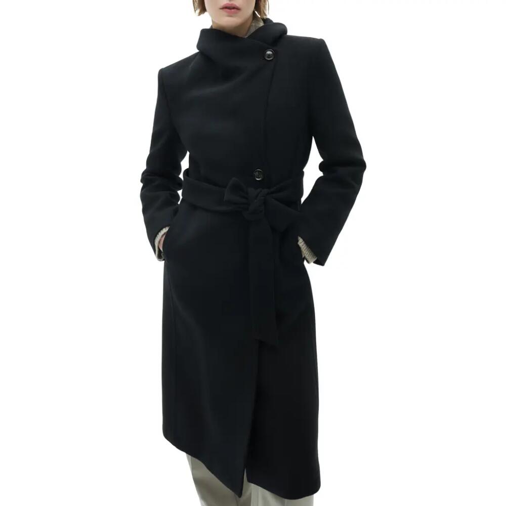 MANGO Wool Blend Coat in Black Cover