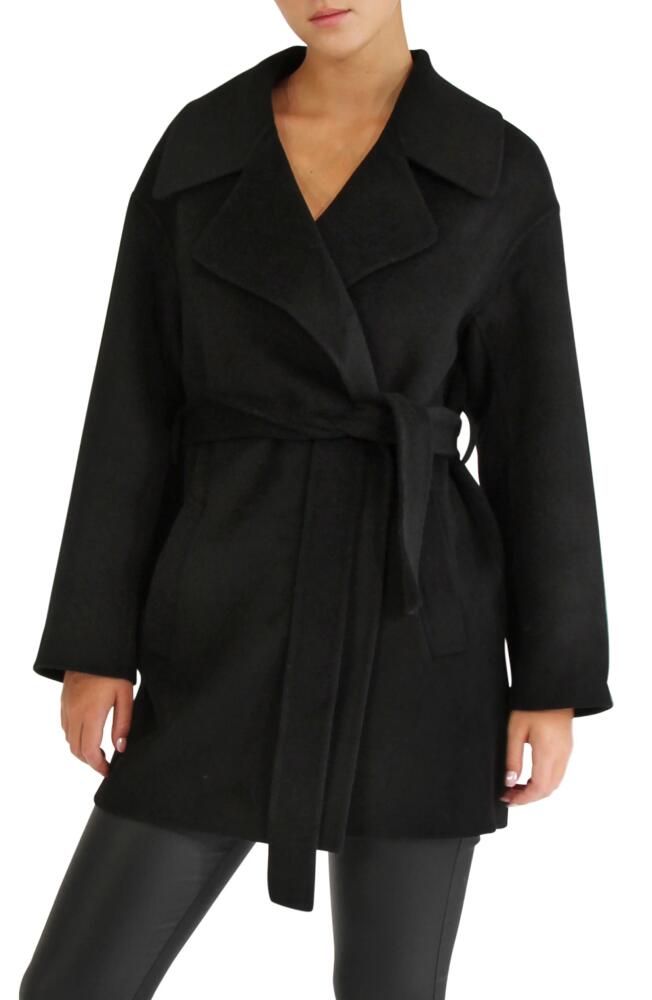 Belle & Bloom Eternal Flame Tie Waist Wool Blend Coat in Black Cover