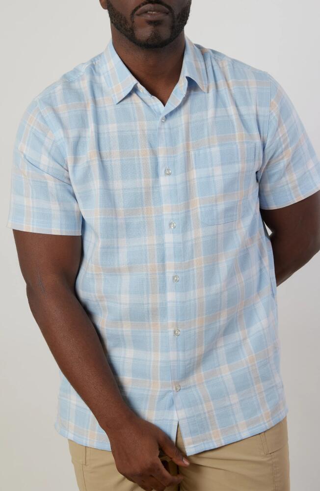 Rainforest Old Harbour Plaid Cotton Short Sleeve Button-Up Shirt in Sky/White/Citron Cover