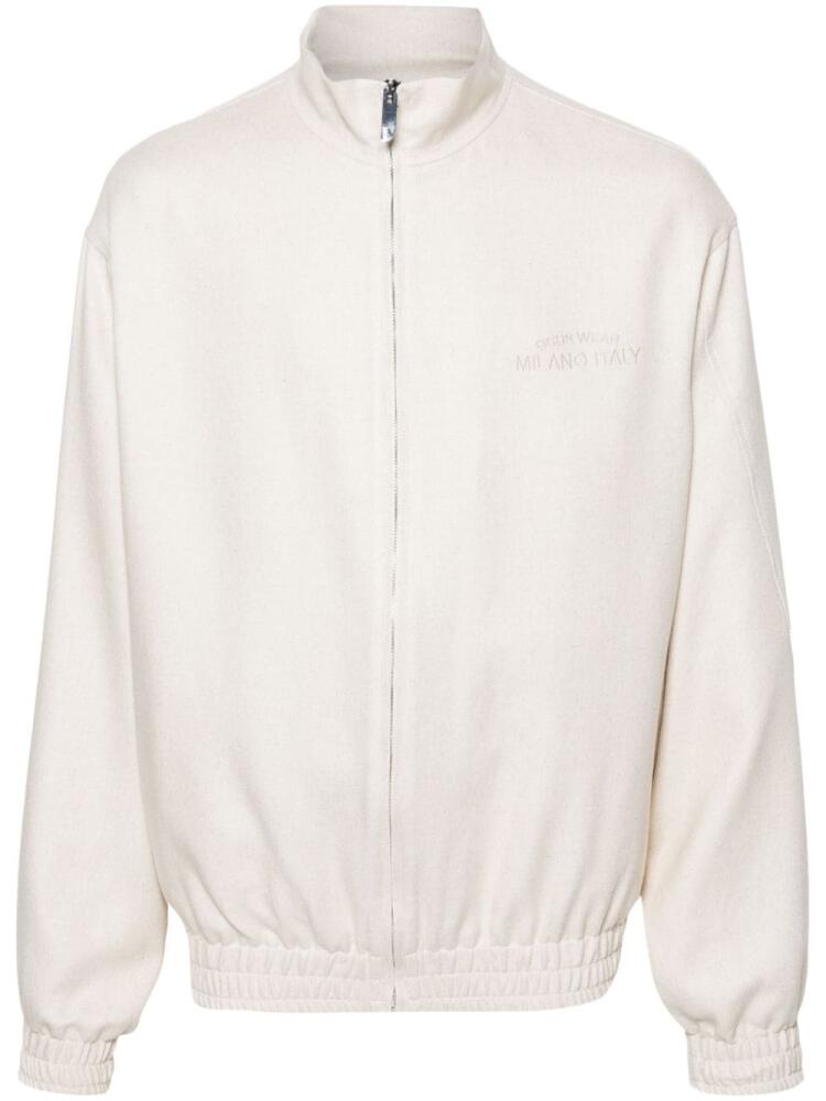 GCDS embroidered-logo sport jacket - Neutrals Cover