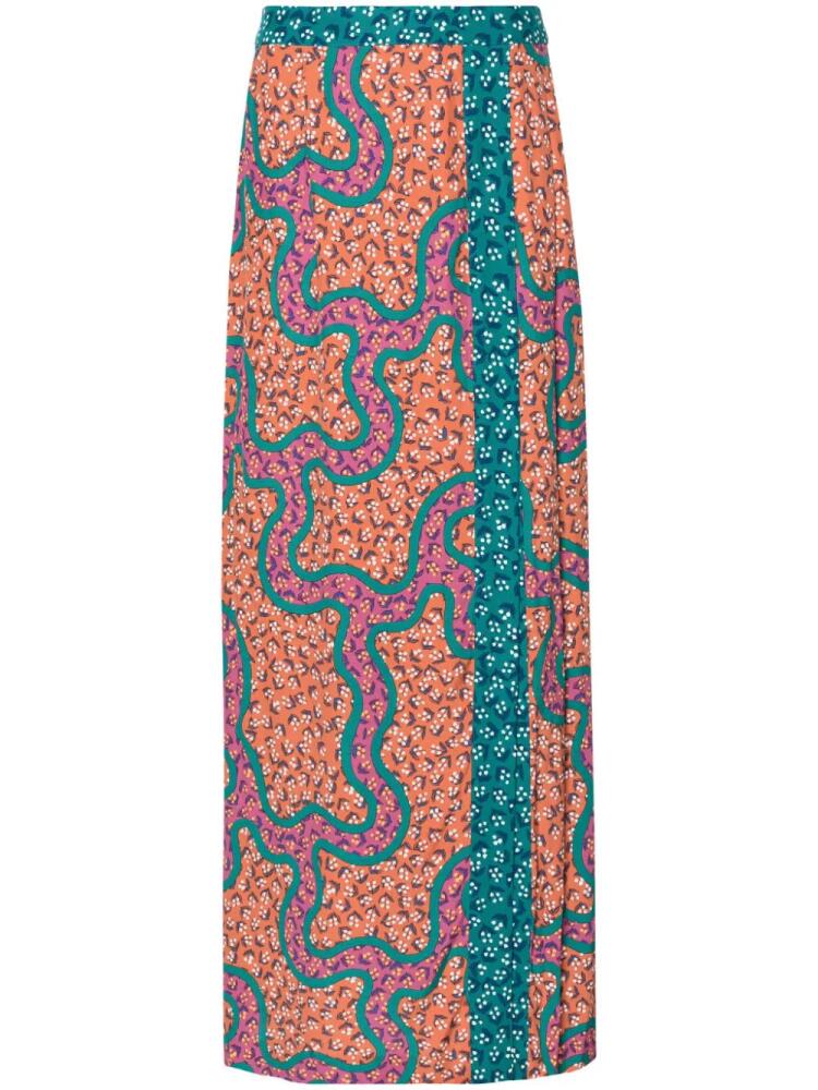 DVF Diane von Furstenberg Latrice graphic-print maxi skirt - Orange Cover