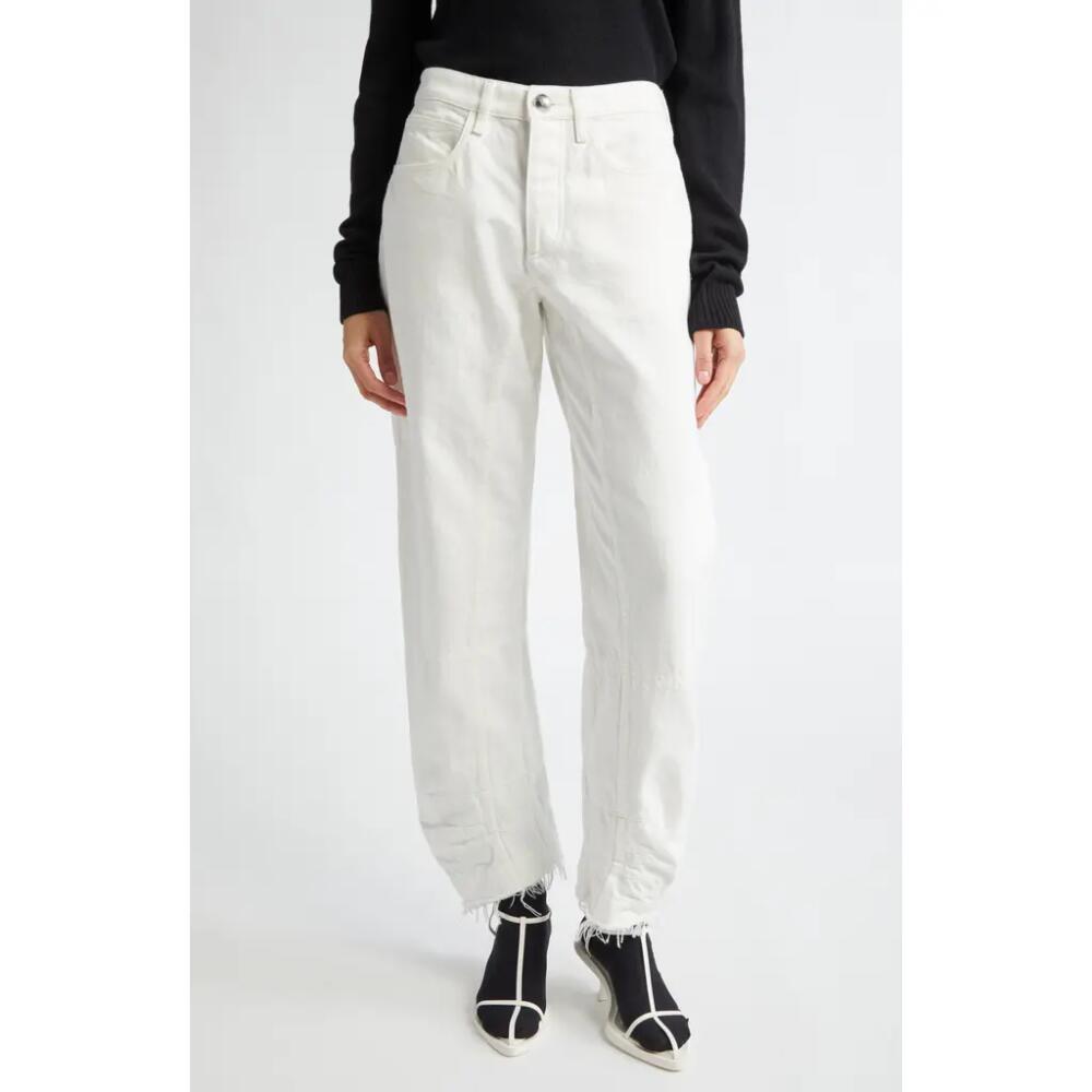 Jil Sander Raw Edge Straight Leg Jeans in Porcelain Cover