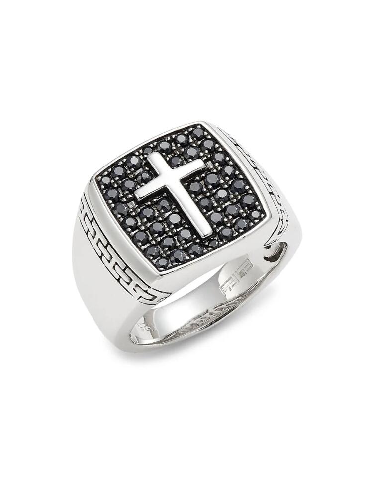 Effy Men's Sterling Silver & Black Sapphire Cross Ring Cover