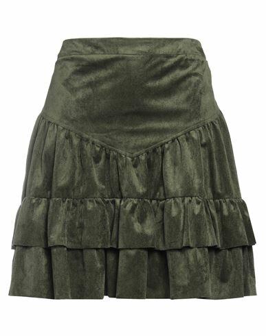 Manila Grace Woman Mini skirt Military green Polyester Cover