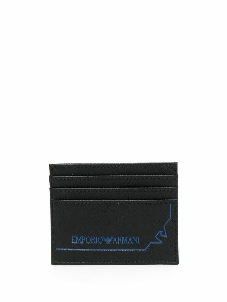 Emporio Armani logo-print recycled leather cardholder - Black Cover