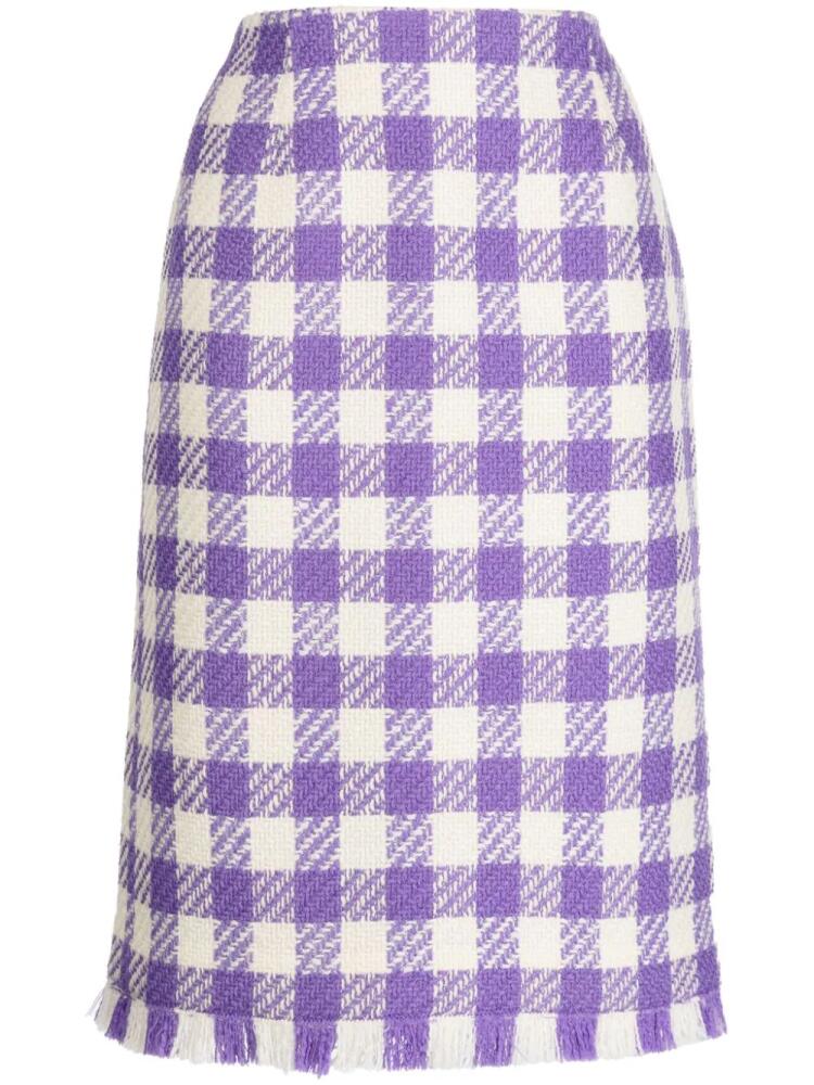 Oscar de la Renta checked tweed midi skirt - Purple Cover