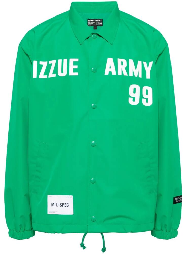 izzue logo-print coach jacket - Green Cover